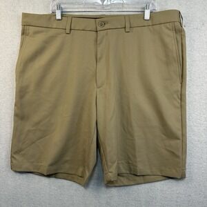 Haggar Cool 18 Pro Shorts Men's 42 Khaki Expandable Waist 4-Way Stretch Golf